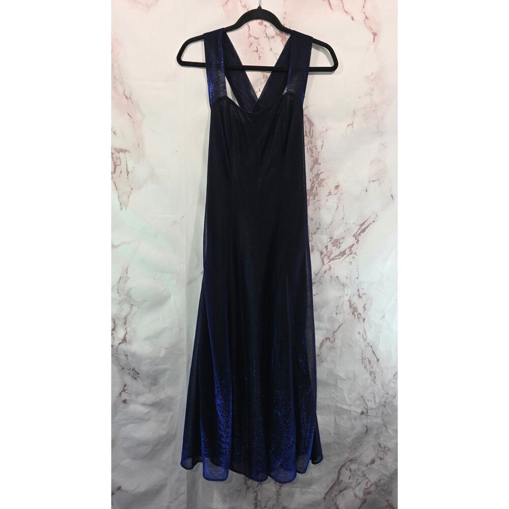 Vintage Dress Womens Small 90s Y2K Criss Cross Shimmer Midi Iridescent Blouse